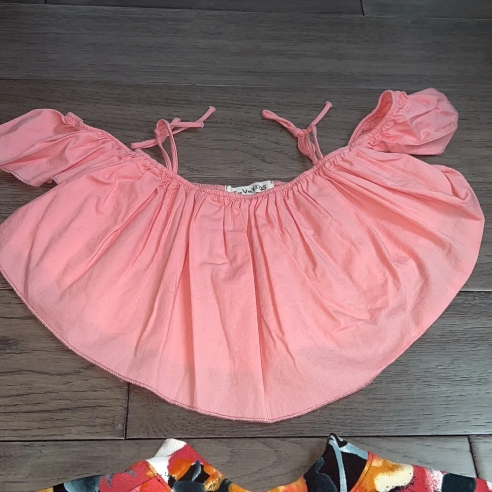 jay vee kids off shoulder crop top and flare miniskirt